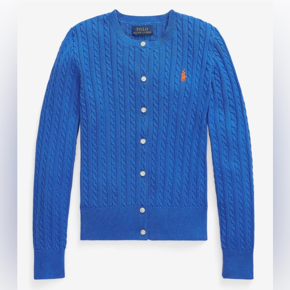 Polo Ralph Lauren Mini-Cable Cotton Cardigan Classic  Color Royal Blue Size 6x